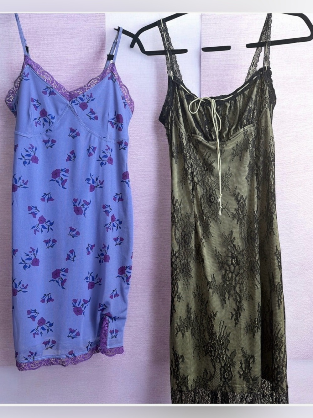 Bundle xs dresses. Women's Lavender Floral & Olive Lace Slip Dresses -